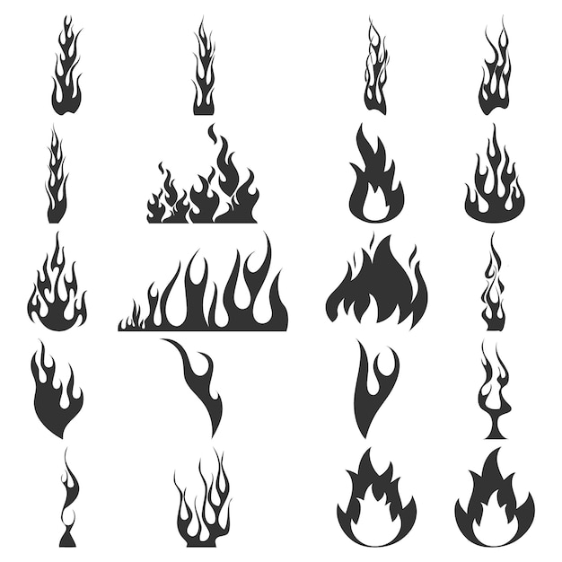 Vector vector fire flat icon set