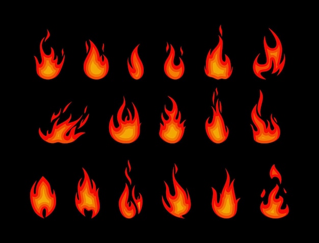 vector fire isolated icon collection bonfire illustration