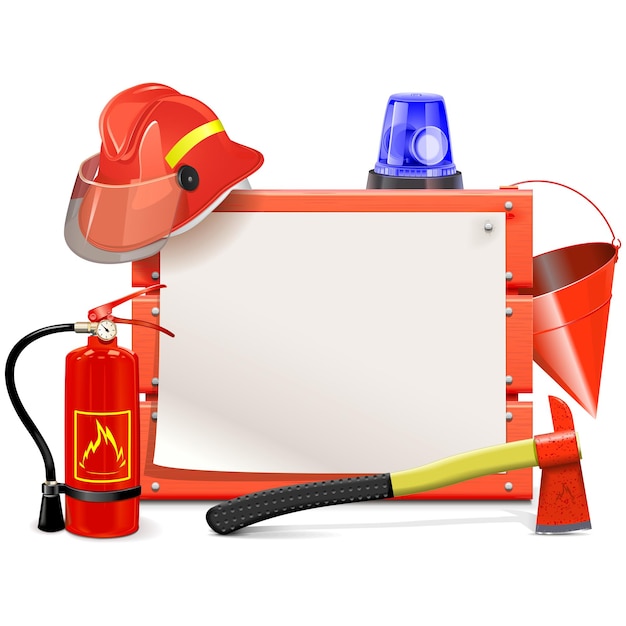 Vector vector firefighter board isolated on white background