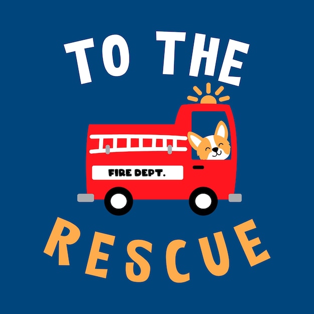 VECTOR FIRETRUCK TO THE RESCUE WITH A DOG