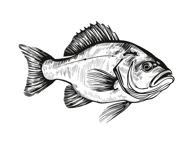 Vector fish in hand drawn style