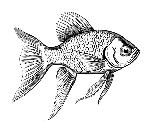 Vector fish in hand drawn style