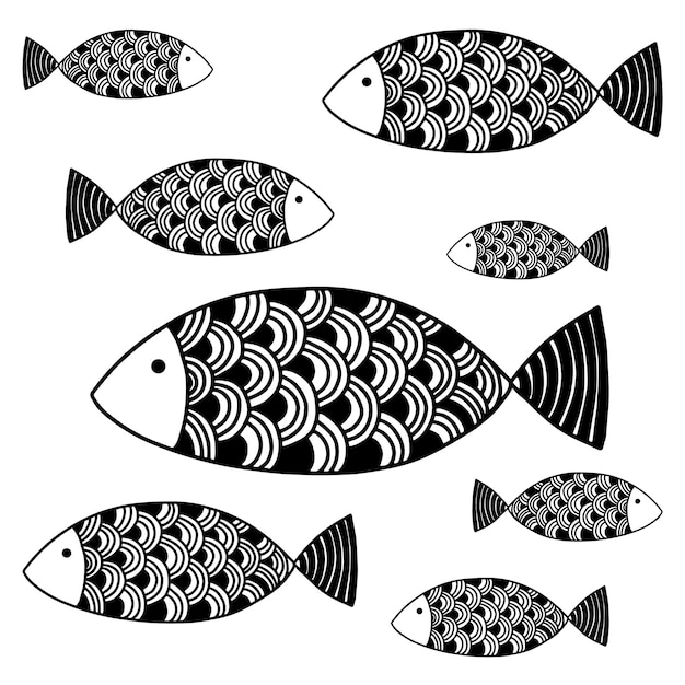vector fish line and drawing fish illustration