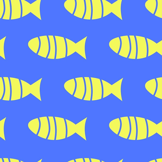 Vector vector fish seamless pattern yellow sardines on a blue background simple background bright colors