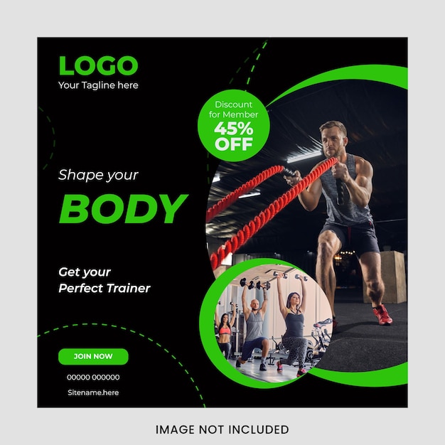 Vector vector fitness gym social media post