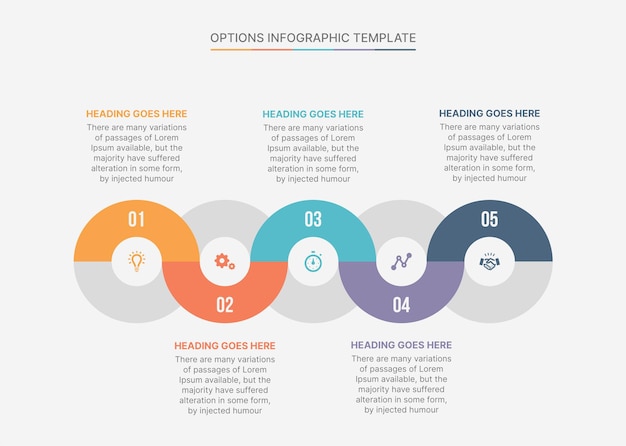 Вектор пять шагов варианты круг бизнес инфографики шаблон современного дизайна