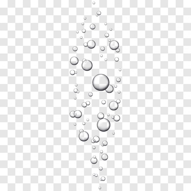 Vector fizzing drink bubbles on transparent