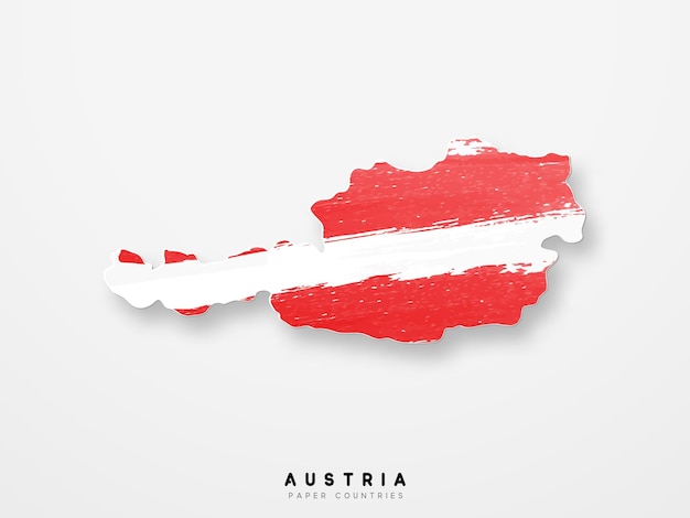 Vector Flag of Austria. Processed with realistic watercolor ink. Isolated on white background. vector illustration