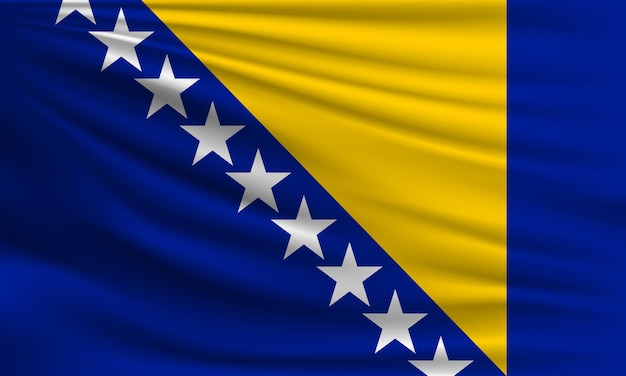 Vector flag of Bosnia and Herzegovina with a palm