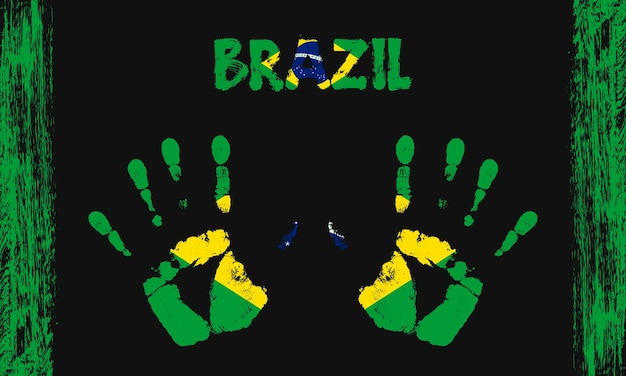 Vector flag of Brazil with a palm