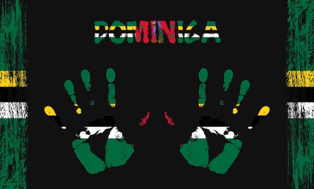 Vector flag of Dominica with a palm