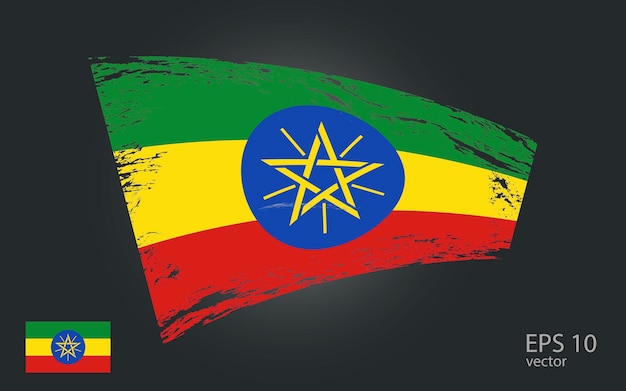 Векторный флаг Эфиопии иллюстрация изображение трассы штриха кистью с плоским векторным флагом