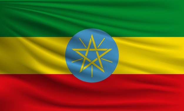 Vettore bandiera vettoriale dell'etiopia con una palma