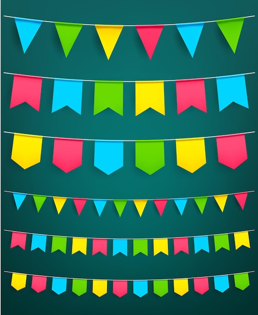 Vector flag garland for festival celebration decor