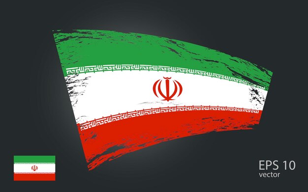 イランの旗のベクトルイラスト 筆の塗料のストロークのトレイルビュー