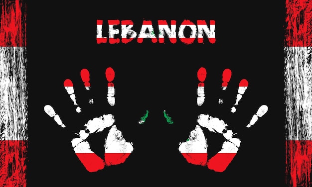 Vector flag of Lebanon with a palm