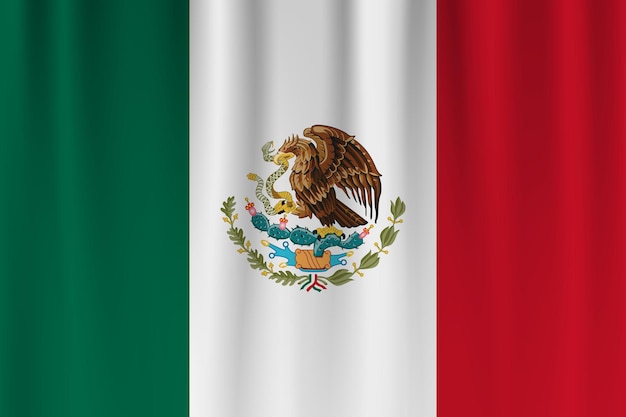 Векторный флаг Мексики Мексика размахивает флагом на фоне
