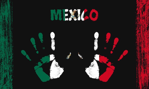 Vector flag of Mexico with a palm