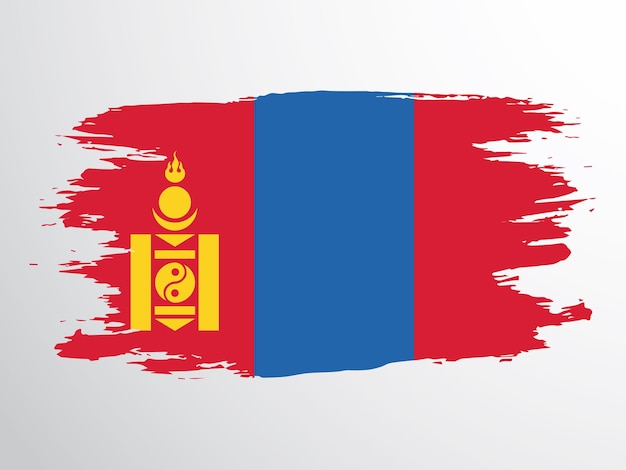 Vector flag of Mongolia drawn with a brush