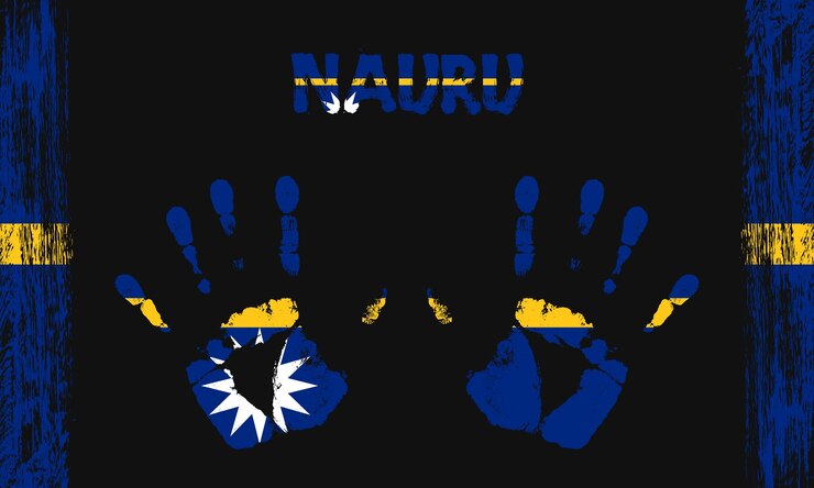 Vector vector flag of nauru with a palm