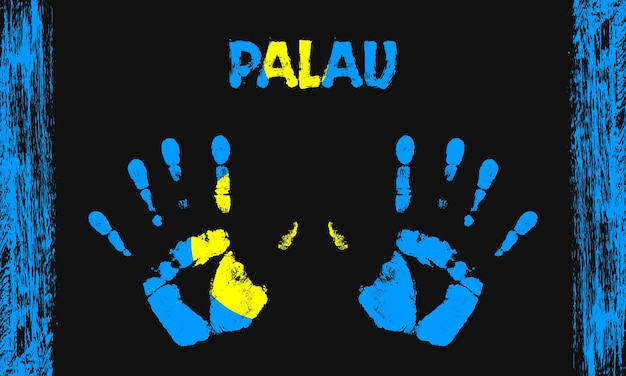 Vector vector flag of palau with a palm