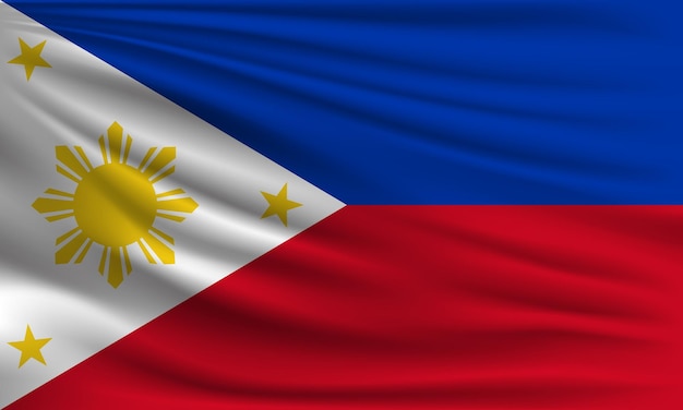 Vector flag of Philippines with a palm