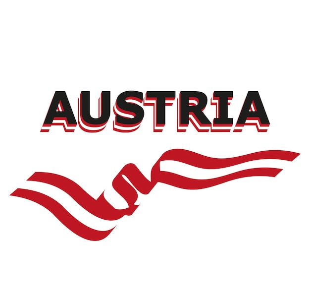 Лента векторного флага Австрии. Шаблон для дизайна плаката ко Дню независимости.