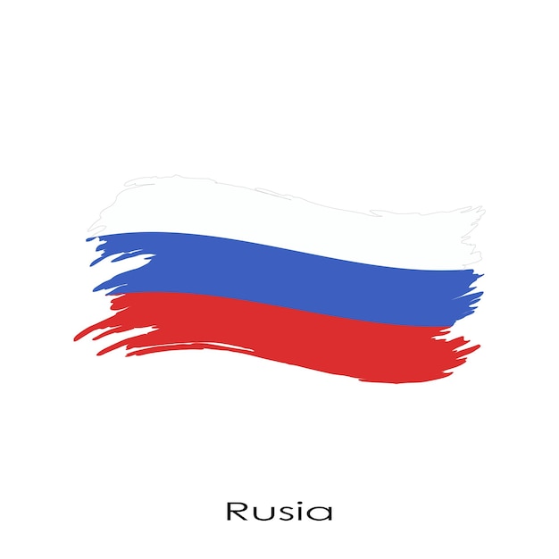 Vector flag of Russia with brush stroke.