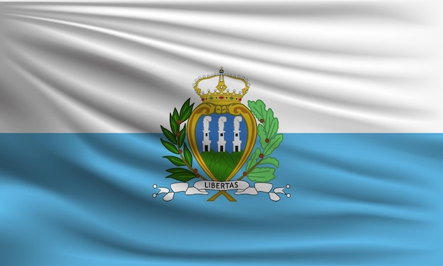 Векторный флаг Сан-Марино с пальмой