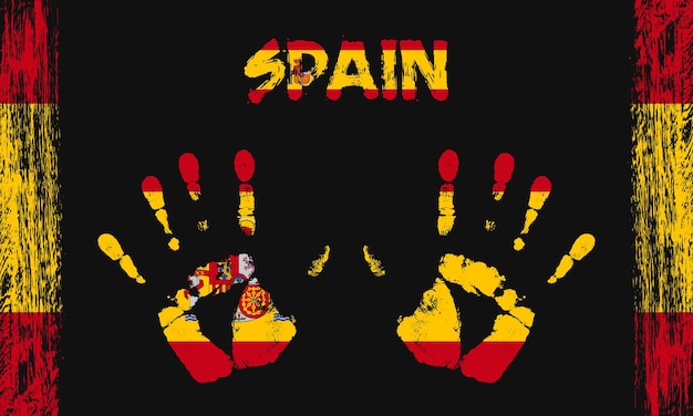 Vector flag of Spain with a palm