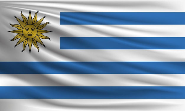 Vector vector flag of uruguay with a palm