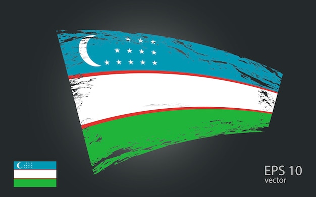 Vector flag of Uzbekistan illustrationBrush paint stroke trail view