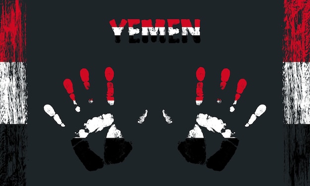 Vector flag of Yemen with a palm