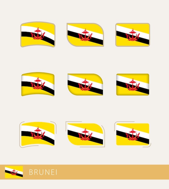 Vector flags of Brunei collection of Brunei flags