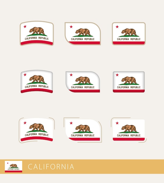 Vector flags of California collection of California flags