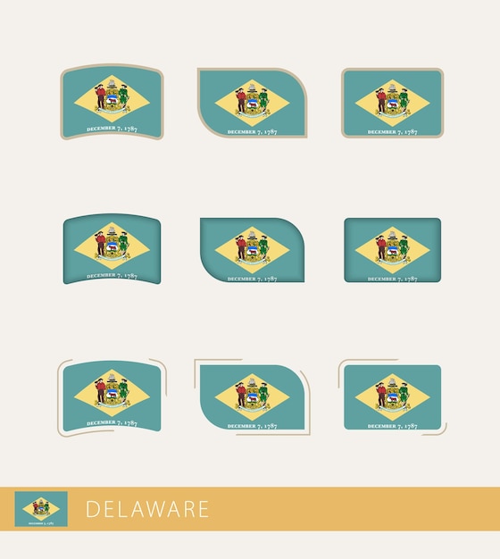 Vector flags of Delaware collection of Delaware flags