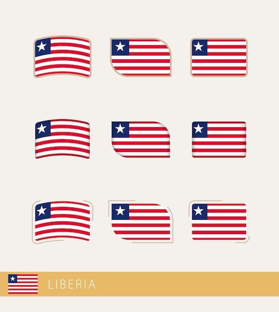 Vector flags of liberia collection of liberia flags