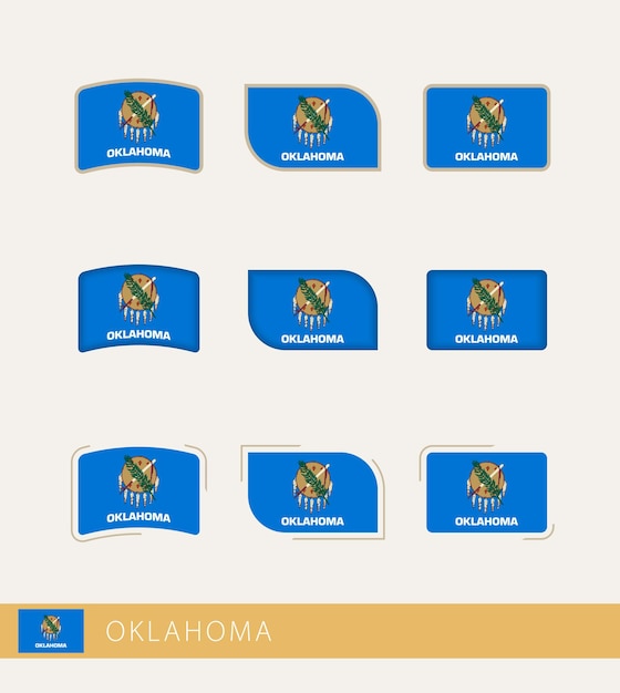 Vector flags of Oklahoma collection of Oklahoma flags