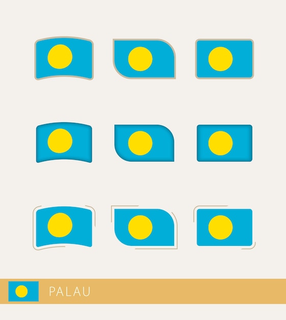 Vector flags of Palau collection of Palau flags