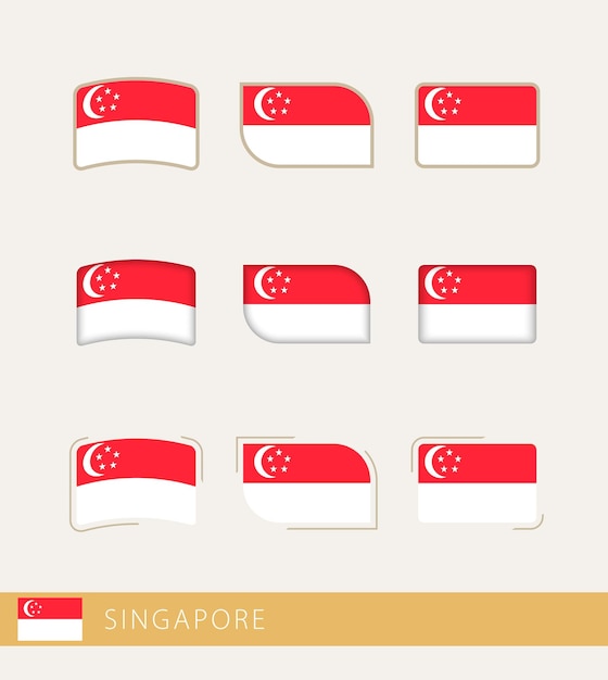 Vector flags of Singapore collection of Singapore flags