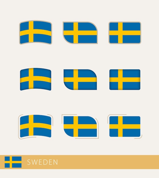 Bandiere vettoriali della svezia raccolta di bandiere svedesi