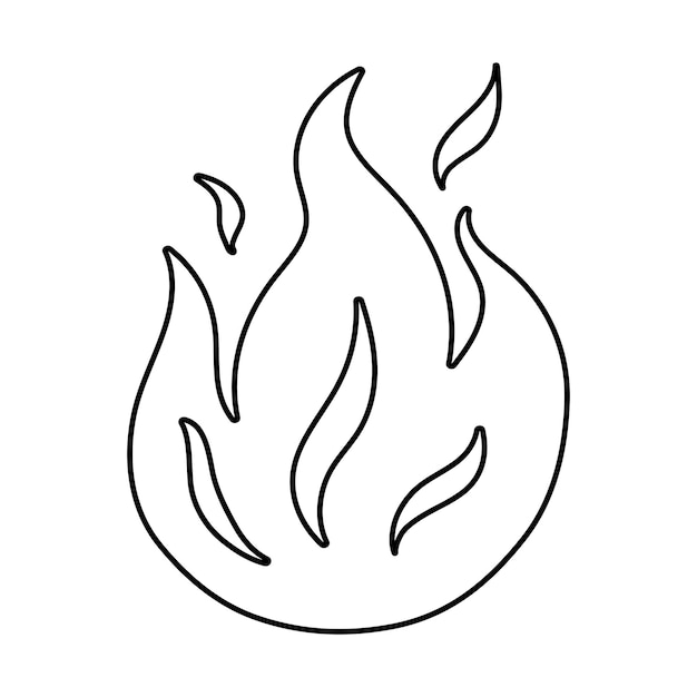 Vector flame doodle illustration Simple red hot fire in flat design style