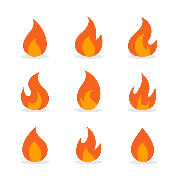 Vector Flame Fire Icon Collection in plat ontwerp