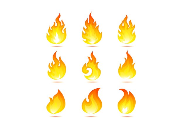 Vector flame icons different styles