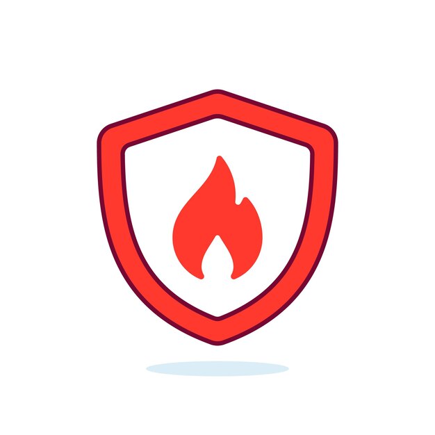 Vector Flame Protection Shield Illustration