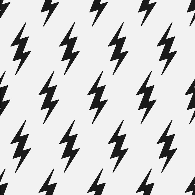 Vector flash seamless pattern Cartoon black and white design Artistic endless thunderbolt background