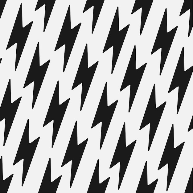 Vector flash seamless pattern Cartoon black and white design Artistic endless thunderbolt background