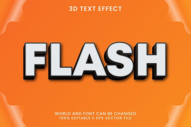Vector flash text style effect 3d emboss carton style and template