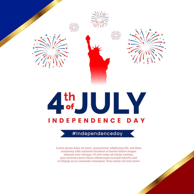 Vector flat 4th of july independence day social media post template