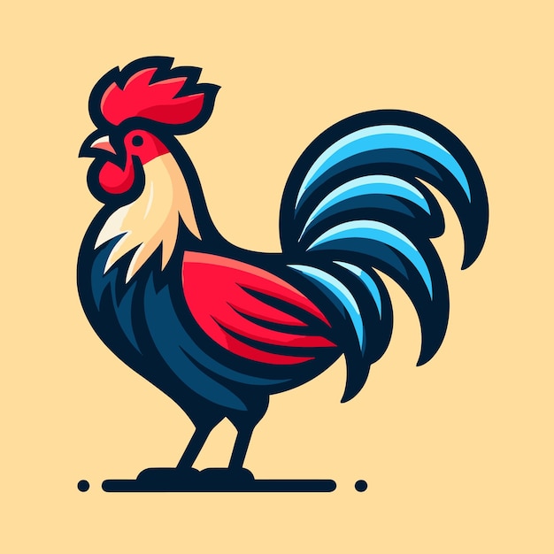 Vector flat abstract rooster gradient colorful logo Generative Ai